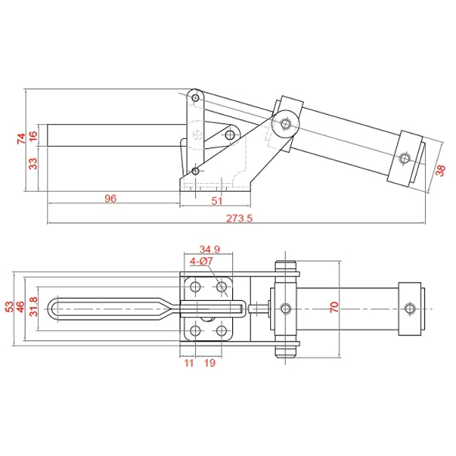Vendita online Bloccaggio pneumatico verticale base piatta braccio regolabile 230 Kg.
